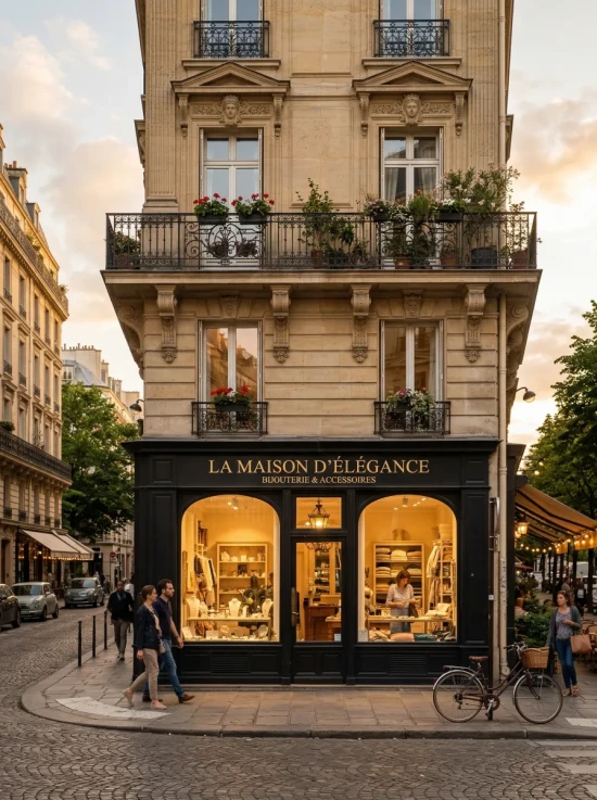 Façade d'un local commercial occupé en centre-ville